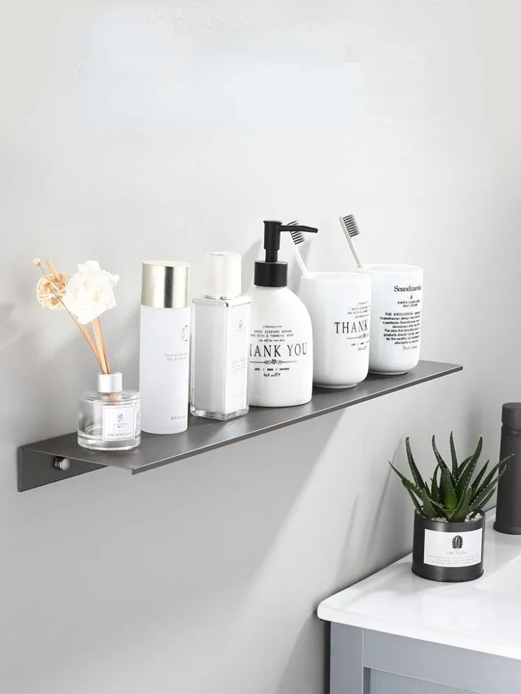 Description Picture 3 of itemFloating Shelves Gray Bathroom Mirrored Front Rectangular Rack Wall Shelf Furniture Holder Bracket Storage Cosmetic No Drilling