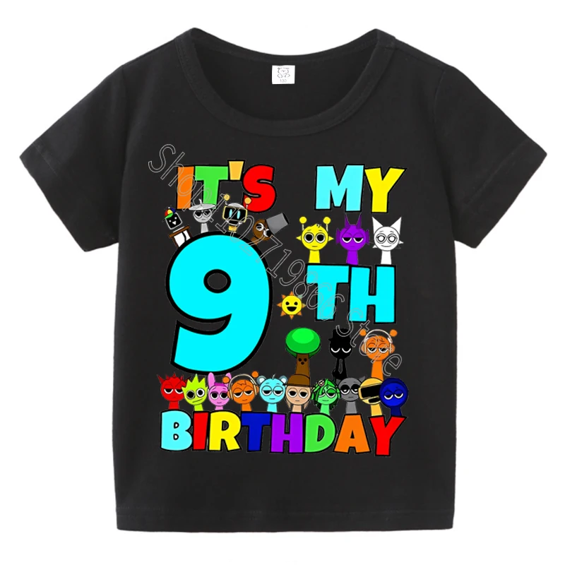 الصيف قصيرة الأكمام Sprunki Incredibox طباعة الأطفال تي شيرت الاطفال ملابس الفتيان الفتيات القطن تيز القمم هدايا حفلة عيد ميلاد