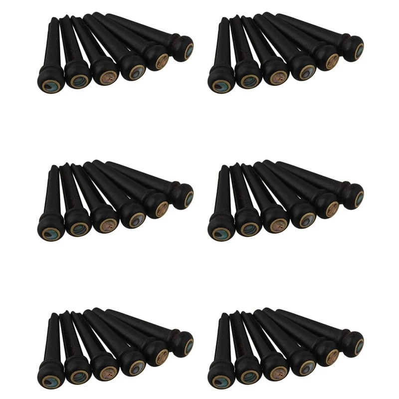 

36Pcs Black Ebony Shell Guitar Bridge Bone Pins Set With Green Abalone Dot For Acoustic Guitar Accessories