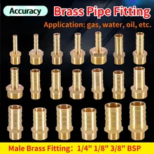 

6/8/10/12/14/16/19mm Brass Pipe Fitting Hose Barb Tail 1/8" 3/8" 1/4" BSP Male Pagoda Gas Connector Joint Copper Coupler Adapter