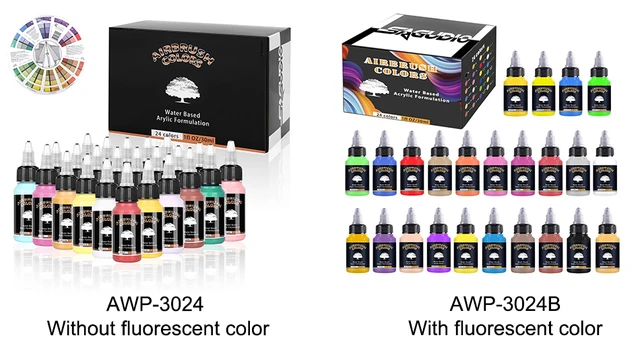 Airbrush Paint Set 12/24 Colors 30ML Opaque & Water Based