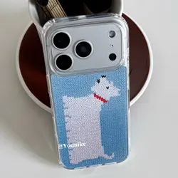 Korean Ins Knitted Western Highland Dog Print Cute Phone Case Y2K Cover - iPhone 12 Mini (Only Case A)