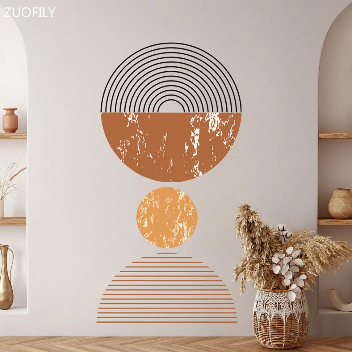 Rainbow Arch Circle Wall Decal – Boho Abstract Sticker For Kids Room, Nursery, Bedroom Decor - View #12