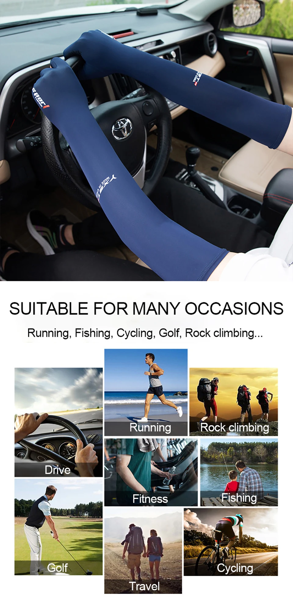 LOOGDEE 1Pair Sports Sleeve Cold Feel Breathability Ice Silk Fishing Cycling Cuff Running Sleeve Women Men Anti-UV Arm Sleeves