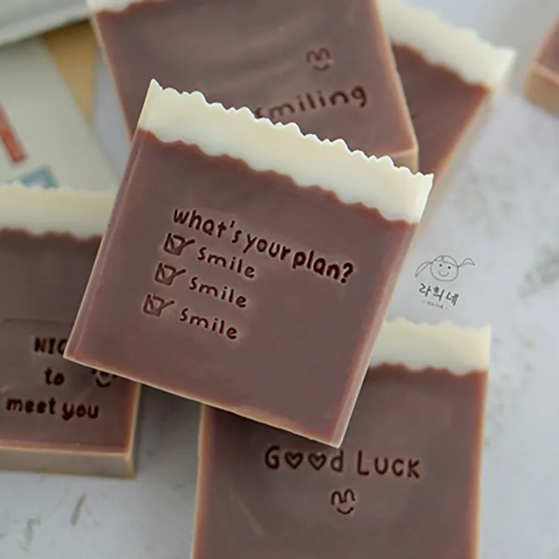 Handmade Soap Stamp for Making Soap, Natural Imprint Seal, Acrylic Pattern, Smile Smile, Customize