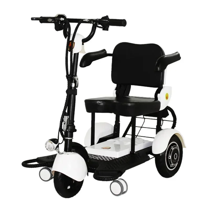 Small folding electric tricycle 300W brushless motor 48V12AH battery elderly adult mobility scooter 3 wheeled electric car