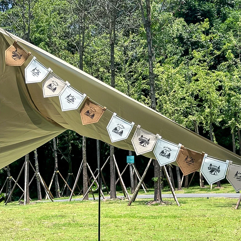 12Pcs Camp Five Cornered Flag Cool Camping Gear and Accessories Christmas Decorative Flag Novelty Camping Supplies Biwak Outdoor