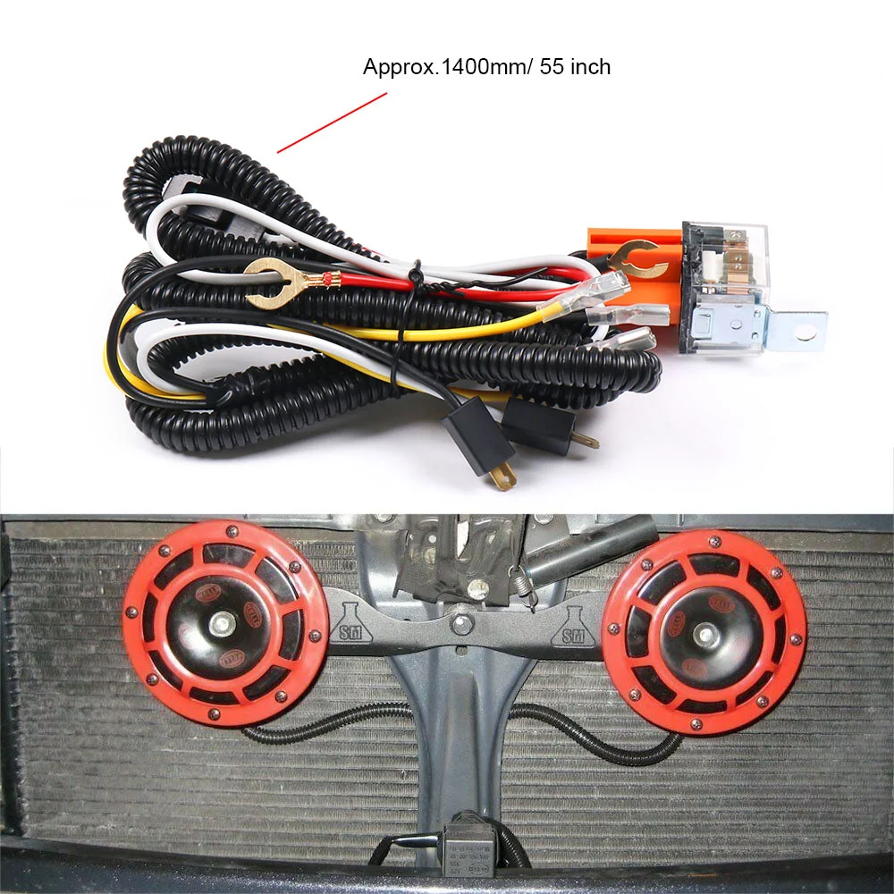 SICKSPEED 2PC BLUE SUPER LOUD GRILLE MOUNT COMPACT BLAST TONE HORN HARNESS P1