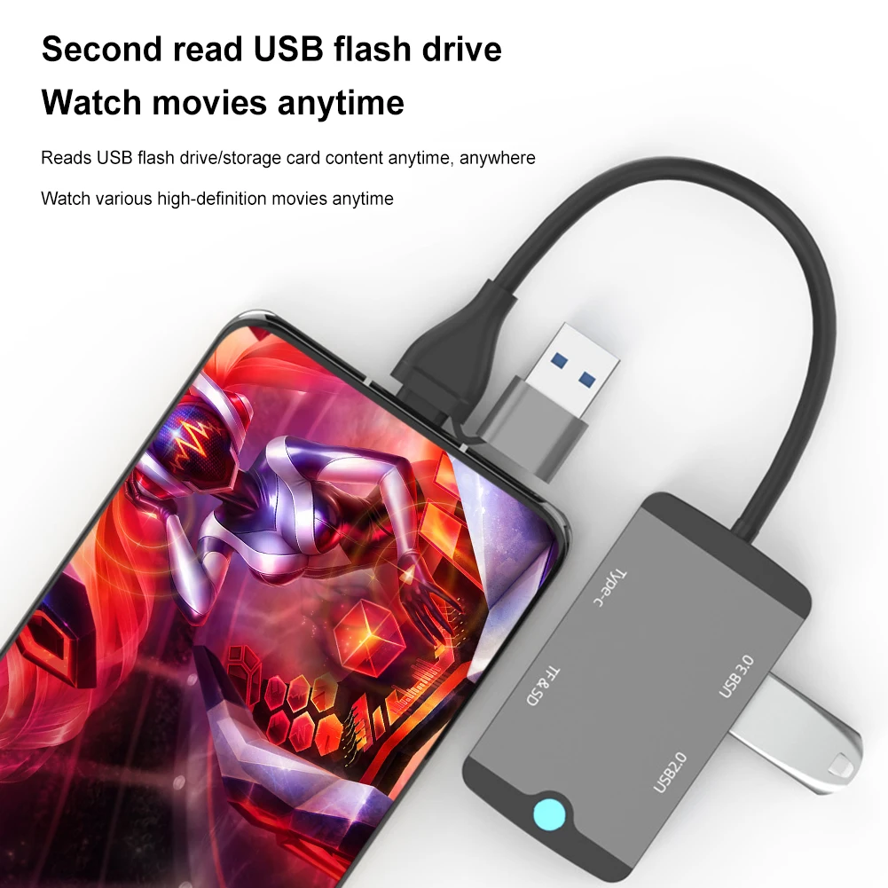 휴대용 다기능 도킹 스테이션, USB C 허브 카드 리더, USB 3.0 포트, 플러그 앤 플레이, 휴대폰 태블릿 노트북용