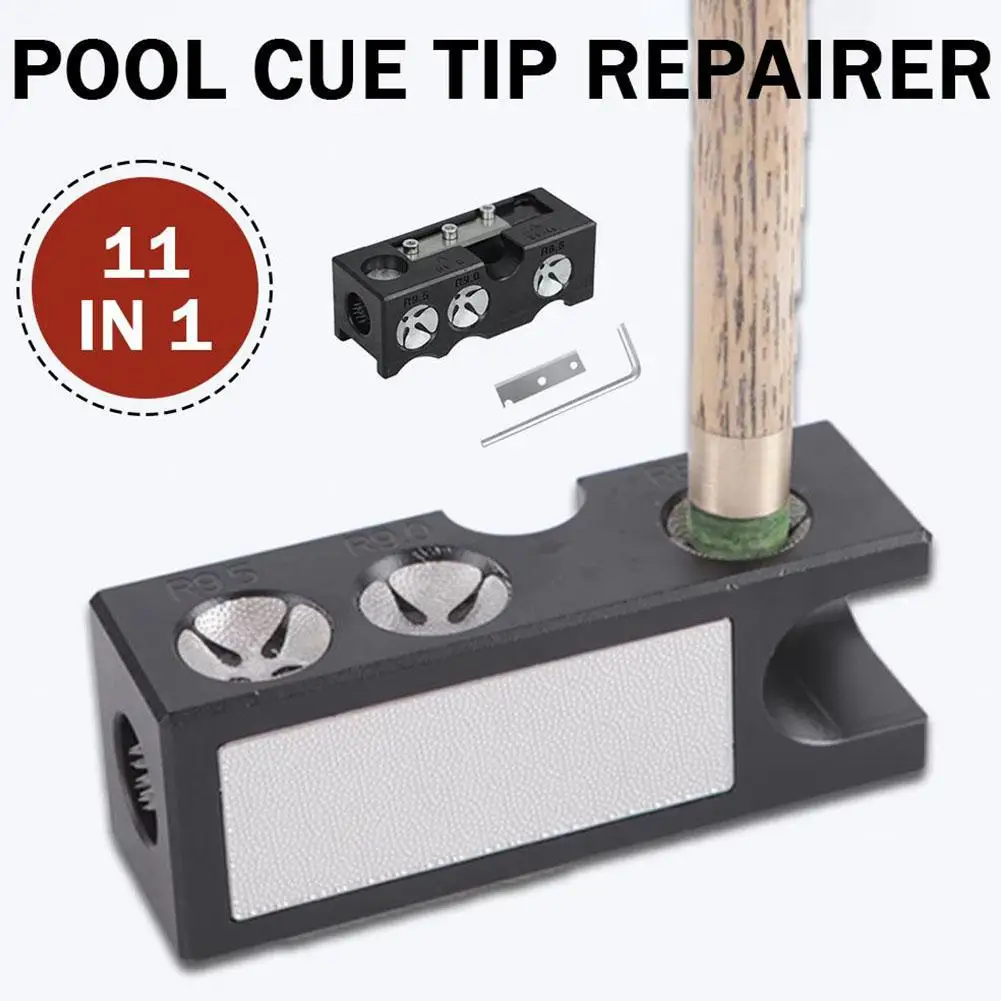 Billiard Accessories Billiard Cue Repair Tool 11-in-1 Billiard Cue Head Repairer Portable Billiard Sharpener Clean Cue Polish Knife Tip Tool Polishing