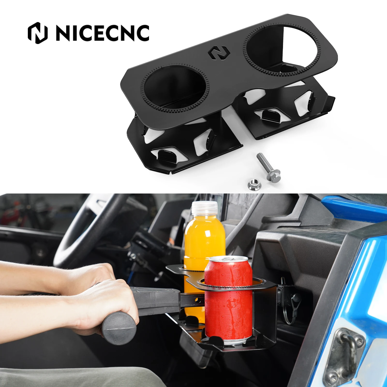 

NICECNC For Polaris RZR 1000 XP Turbo RZR 570 RZR800 RZR900 Grab Bar Cup Holder Q235 Steel UTV Accessories