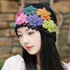 Japanese Spring Summer Literary and Artistic Colorful Flower Hollow Bag Head Hat Women Sweet Fashion Hand-crocheted Beanie Cap 4