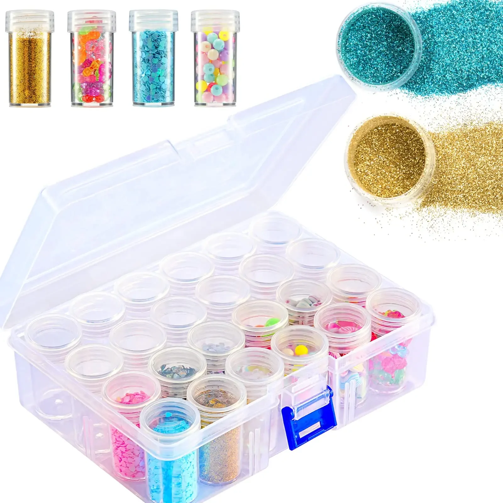 1pcs24 Grid Plastic Storage Box DIY Diamond Painting Handicraft Accessories Storage Box Beaded Ioose Bead Parts Box