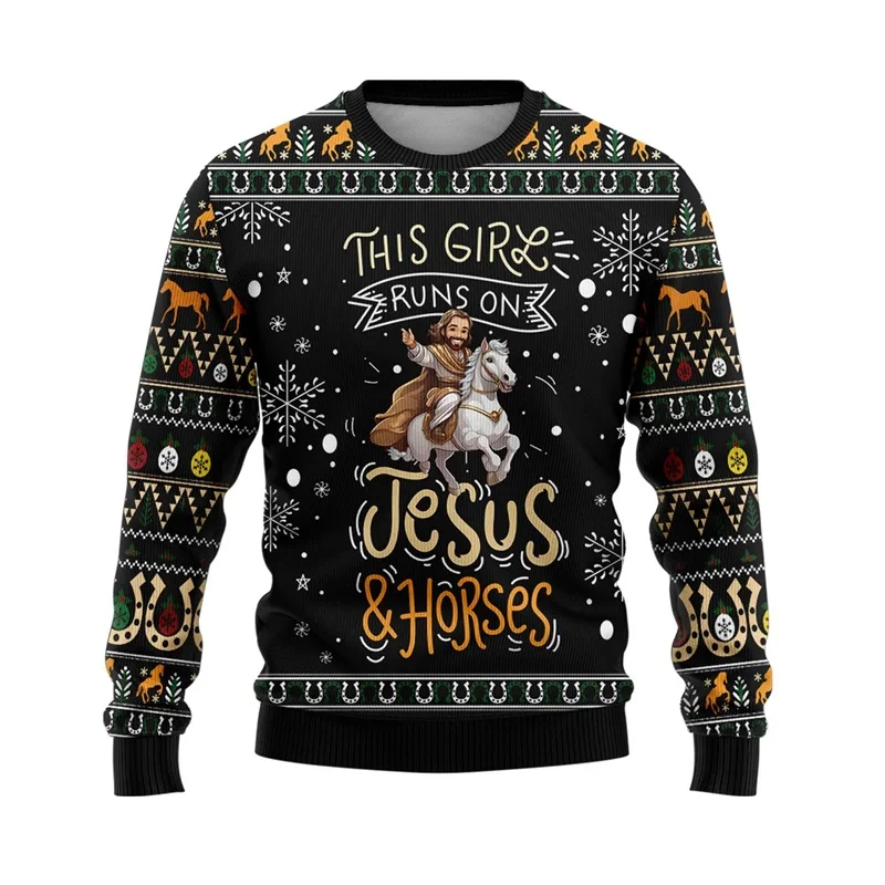 メンズクリスマスジャンパースウェットシャツ、醜いジェサス