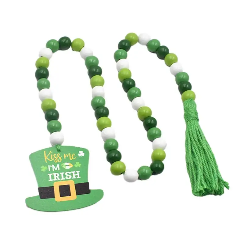

Деревянные бусины ко Дню Св. Патрика, деревенский стиль, Ирландское дерево, украшение из бисера, Декоративная гирлянда из зеленых бусин для дня Св. Патрика