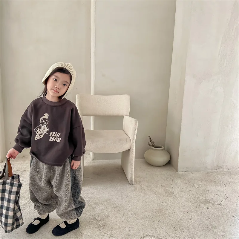 Winter New Children Warm Trousers Baby Loose Lamb Fleece Pants Toddler Girls Casual Pants Solid Baby Boys Harem