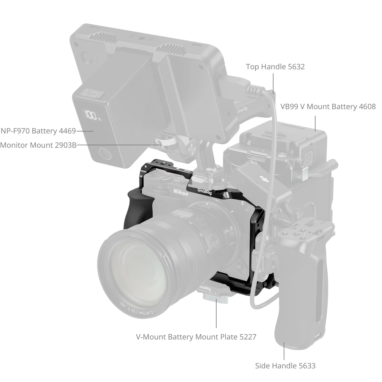 ZR Camera Cage for Nikon ZR, w Cable Clamp Silicone Handle Built-in Arca-Swiss Q