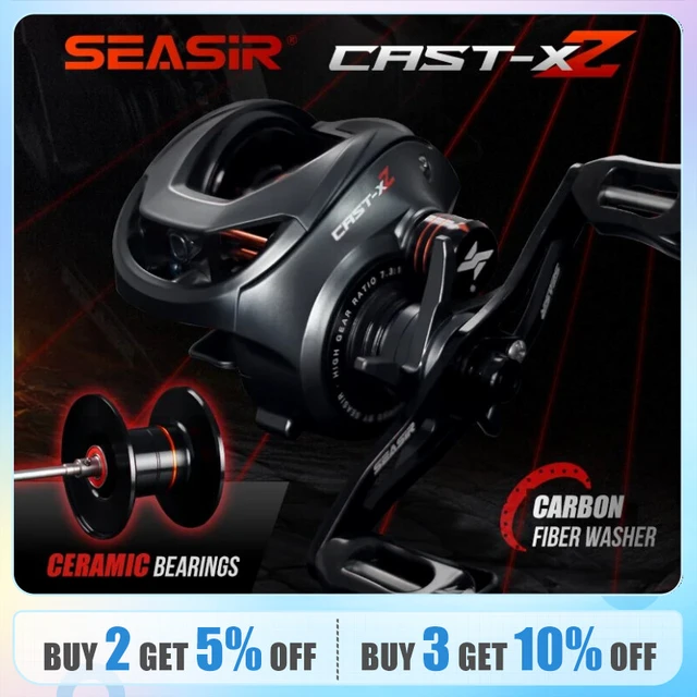 SEASIR Cast X2 Baitcasting Reel 7.3:1 Hybrid Ceramic Bearing Carbon Fiber  Washer Dual Bearing System