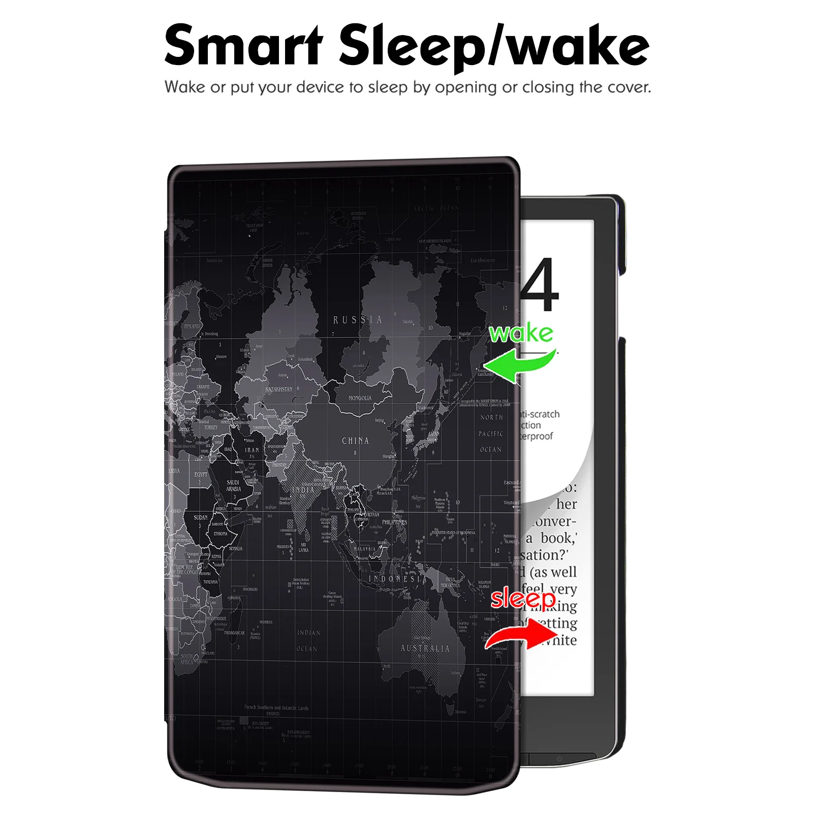 Slim Case for All-New PocketBook InkPad Color 2/Pocketbook InkPad 4 - Lightweight PU Leather Folio Cover with Auto Sleep/Wake
