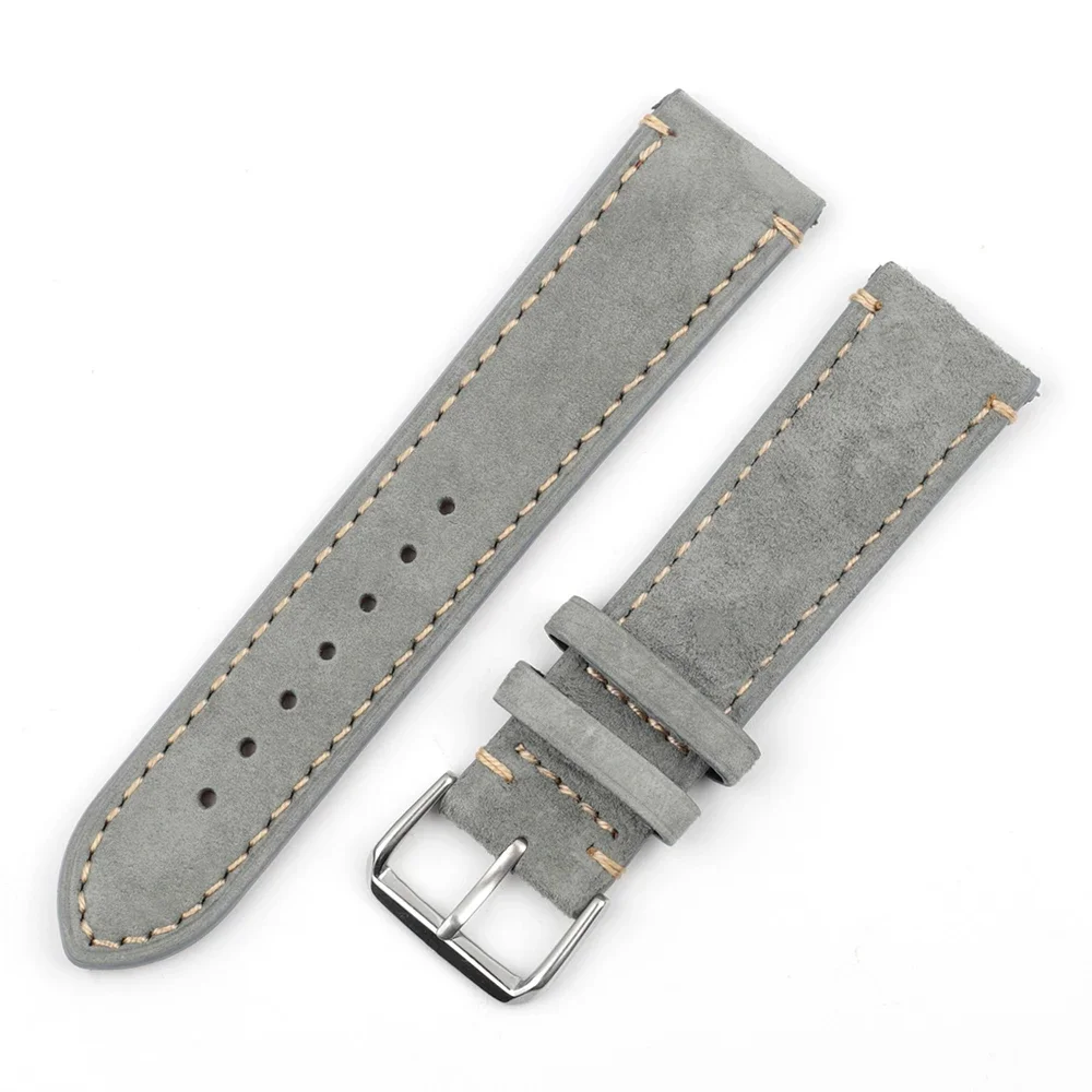 Luxury Handmade Suede Leather Watchband - Vintage Tan, Gray, Beige Strap