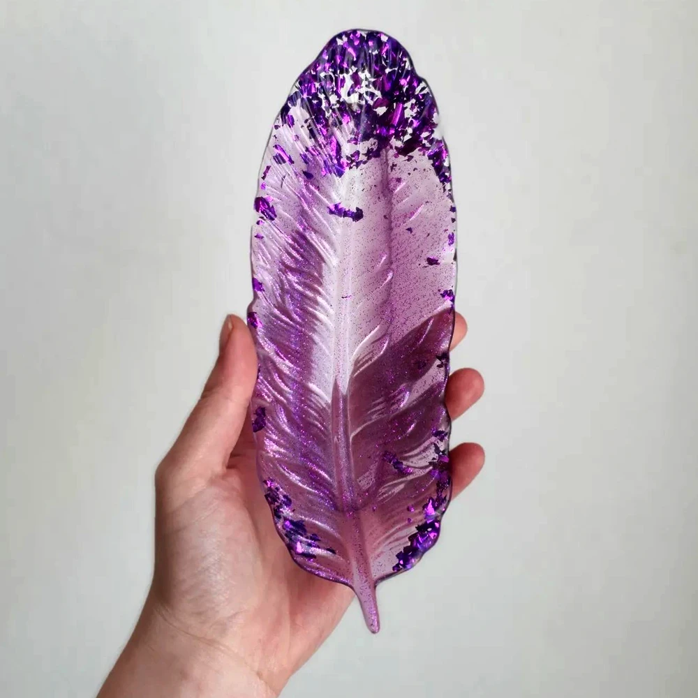 Long Feather Tray Silicone Mold DIY Storage Dish Epoxy Resin Mould Jewelry Display Organizer Tray, silicone mold
