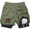 Anime Compression Shorts Breathable Running Sports Gym Workout Hunter X Hunter Performance Shorts with Pockets Summer Sportwaer 2