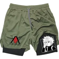 Anime Compression Shorts Breathable Running Sports Gym Workout Hunter X Hunter Performance Shorts with Pockets Summer Sportwaer 2