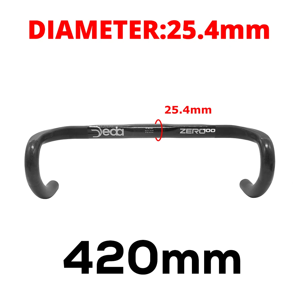 DEDA Zero100 Road Bicycle Carbon Handlebar Reduce Resistance Bent Bar Strengthen Bike Parts 380mm External Routing Black Matte
