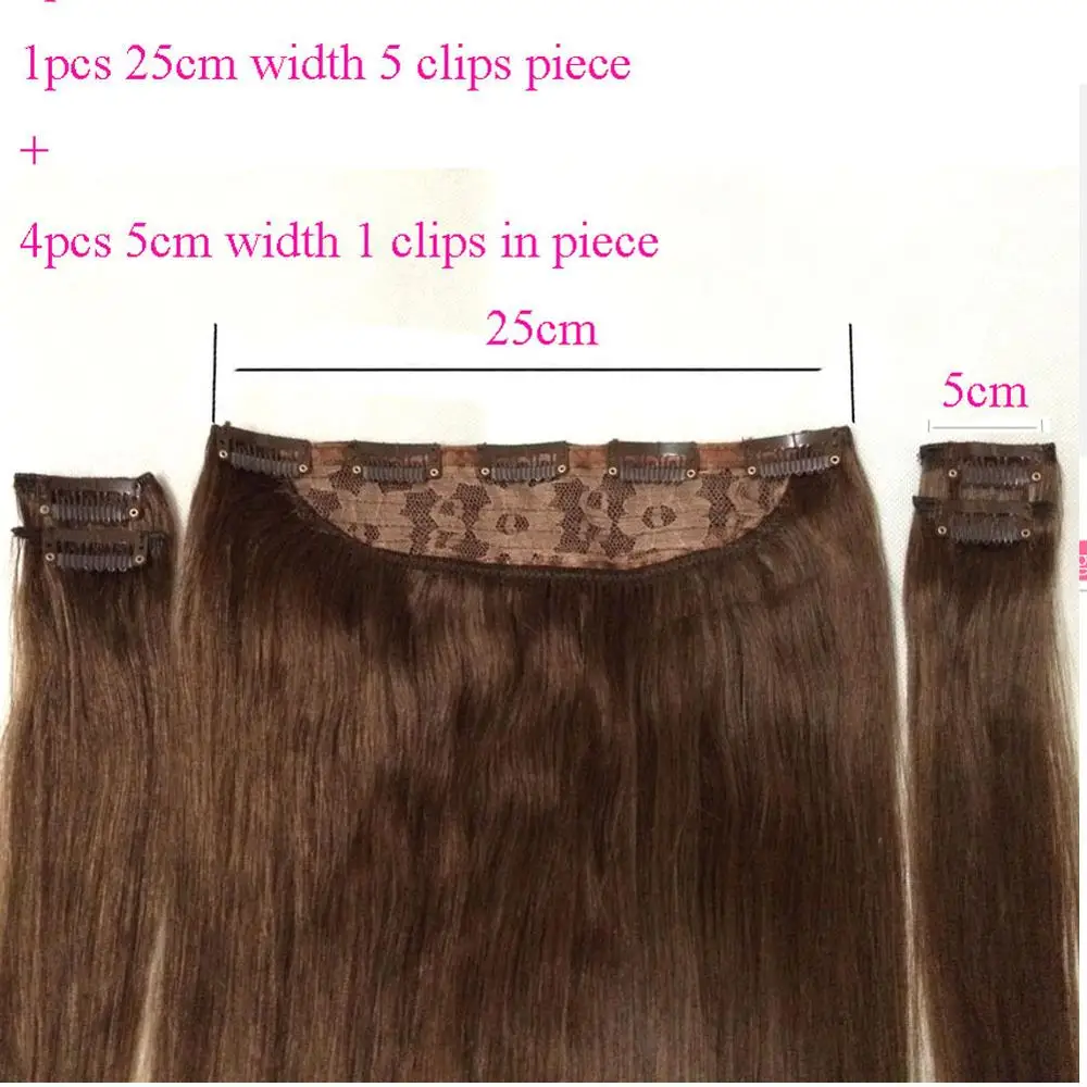 ZZHAIR Human Remy Hair Extensions 16"-28" 5 Pcs Set 9 Clips-in 100g-200g Natural Straight