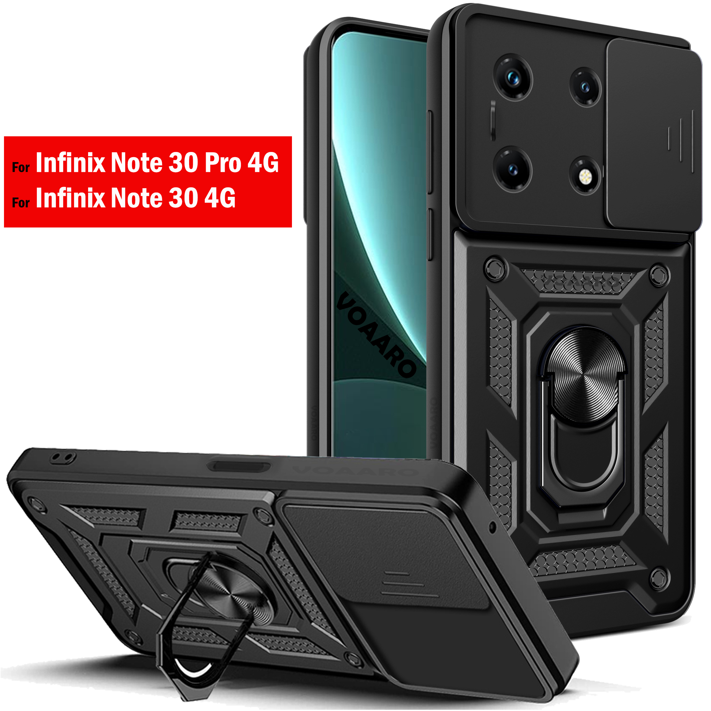 Slide Lens funda for Infinix Note 30 Pro 4G Case for Infinix Note 30 VIP Pro 4G 5G Hot 30i 30 Play Case Ring Stand Holder Cover