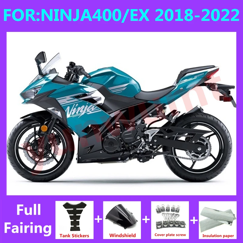 

Комплект обтекателей для мотоцикла, подходит для Ninja400, EX400, EX, Ninja 400, 2018, 2019, 2020, 2021, 2022, 2023, комплект обтекателей для кузова, синий, черный