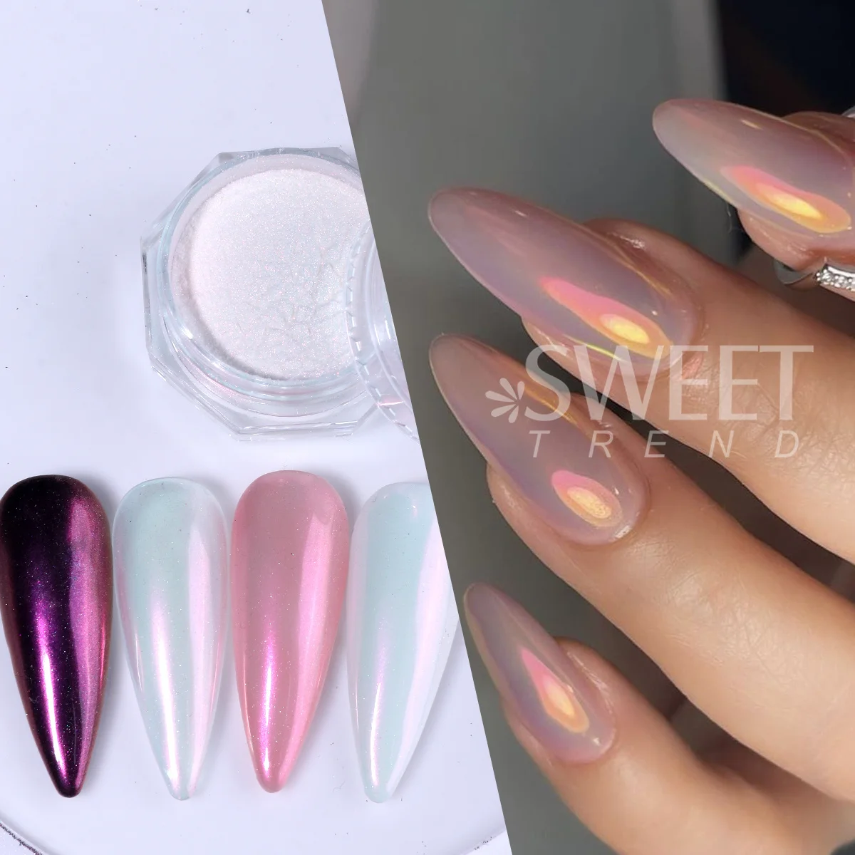 12pcs Shimmer Aurora Nail Glitter Flash Mermaid Sparkly Fairy Nail Pigment Elegant Chrome Rubbing Dust 3D Holo Effect Nail Decor