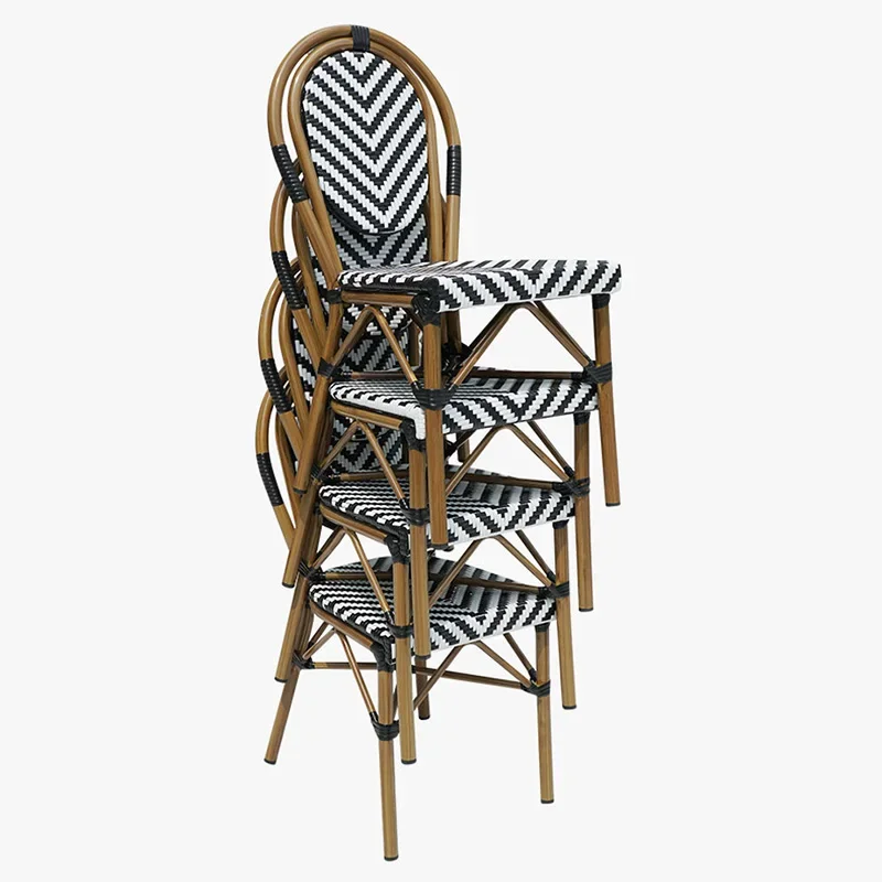 French Homestay Small Apartment Garden Furniture Sets Retro Outdoor Balcony Rattan Chair Restaurant Hotel Leisure Table Chairs