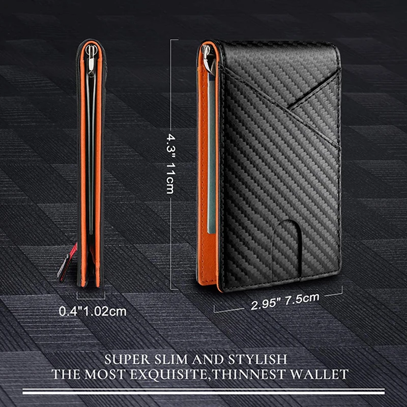 Carbon Fiber Rfid Men Wallets Money Clip Slim Thin Card Holder Money Bag Luxury Male Small Short Purse Bifold Coin Wallet