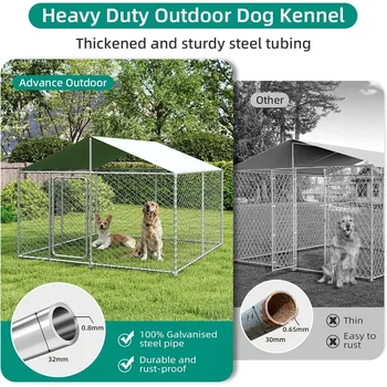 Heavy Duty Outdoor Dog Kennel with Waterproof Cover, UV-Resistant Roof, and Secure Locking Mechanism for Large Dogs 3