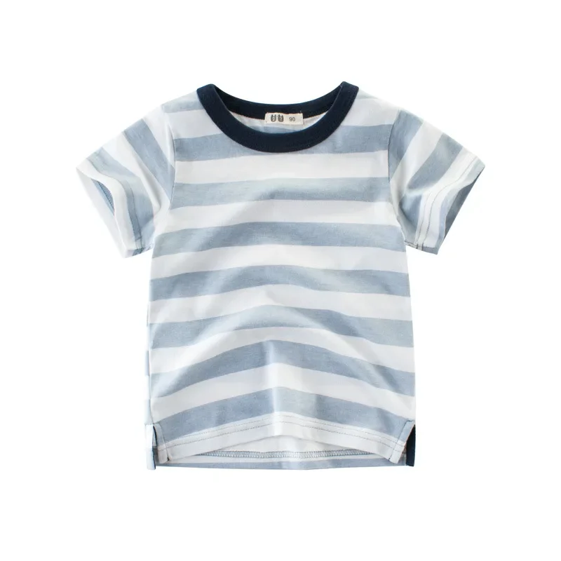 2024 Summer Clothes Boys T Shirt Striped Girls Kids Children Tops Cotton Clothing Short Sleeves T-Shirt Tee Brand Dropship 2-10Y