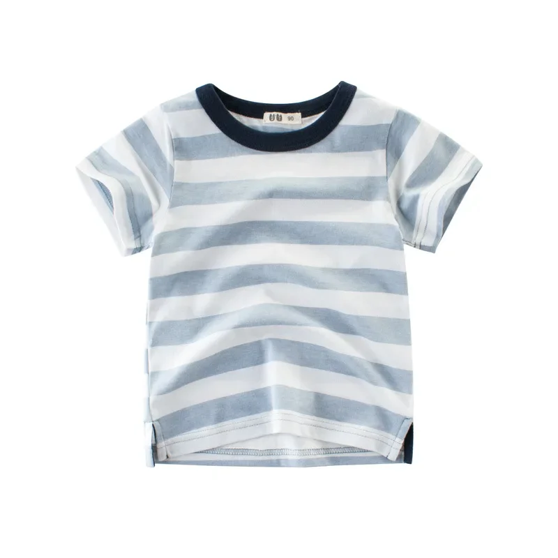 Summer Boys Girls Kids Children T Shirt Striped Tops Cotton Clothing Short Sleeves 2-10Y children t shirt