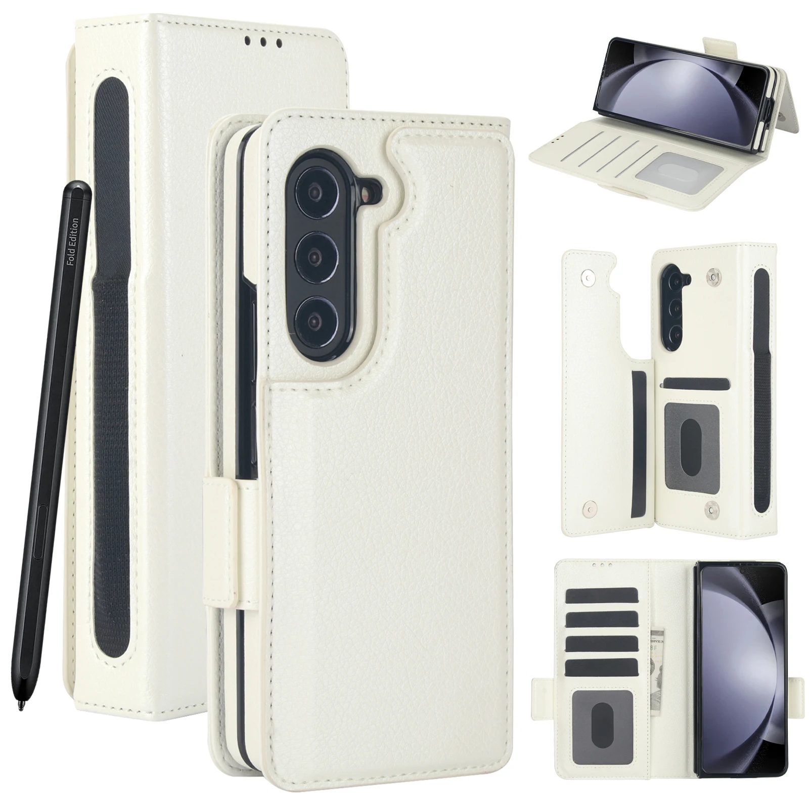 Luxury Leather Wallet Phone Case with Card & S Pen Holder