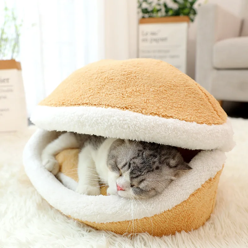 

Pet Supplies Hamburger Cat Litter Detachable Warm Pet Litter Cat House Dog House Pet Bed Cat Beds Cat House