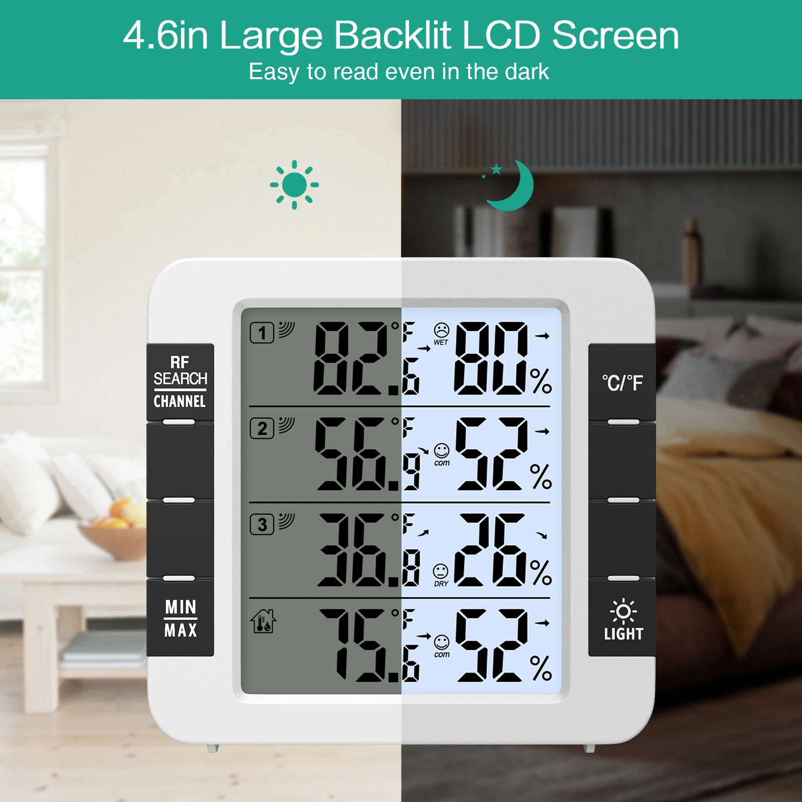 Oria ORIA Refrigerator Thermometer, Wireless Digital Freezer