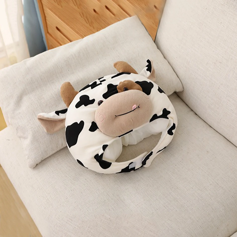 

Cute Cartoon Cow Hat For Women Kawaii Child Performance Headgear Funny Plush Toy Beanies Cap Party Cosplay Headcover Photo Props