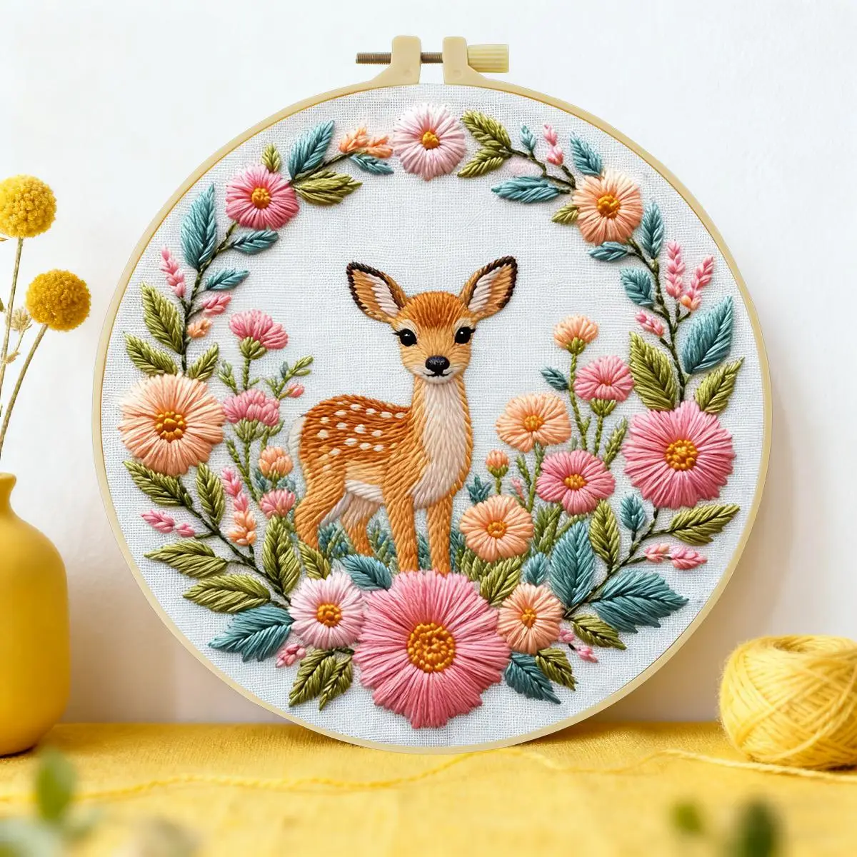 1 Stück 20X20CM/15X15CM 7,87/6,3 Zoll Sika-Hirsch Stickerei Starter-Kit DIY-Kit DIY-Stickerei-Set Handarbeiten Malerei