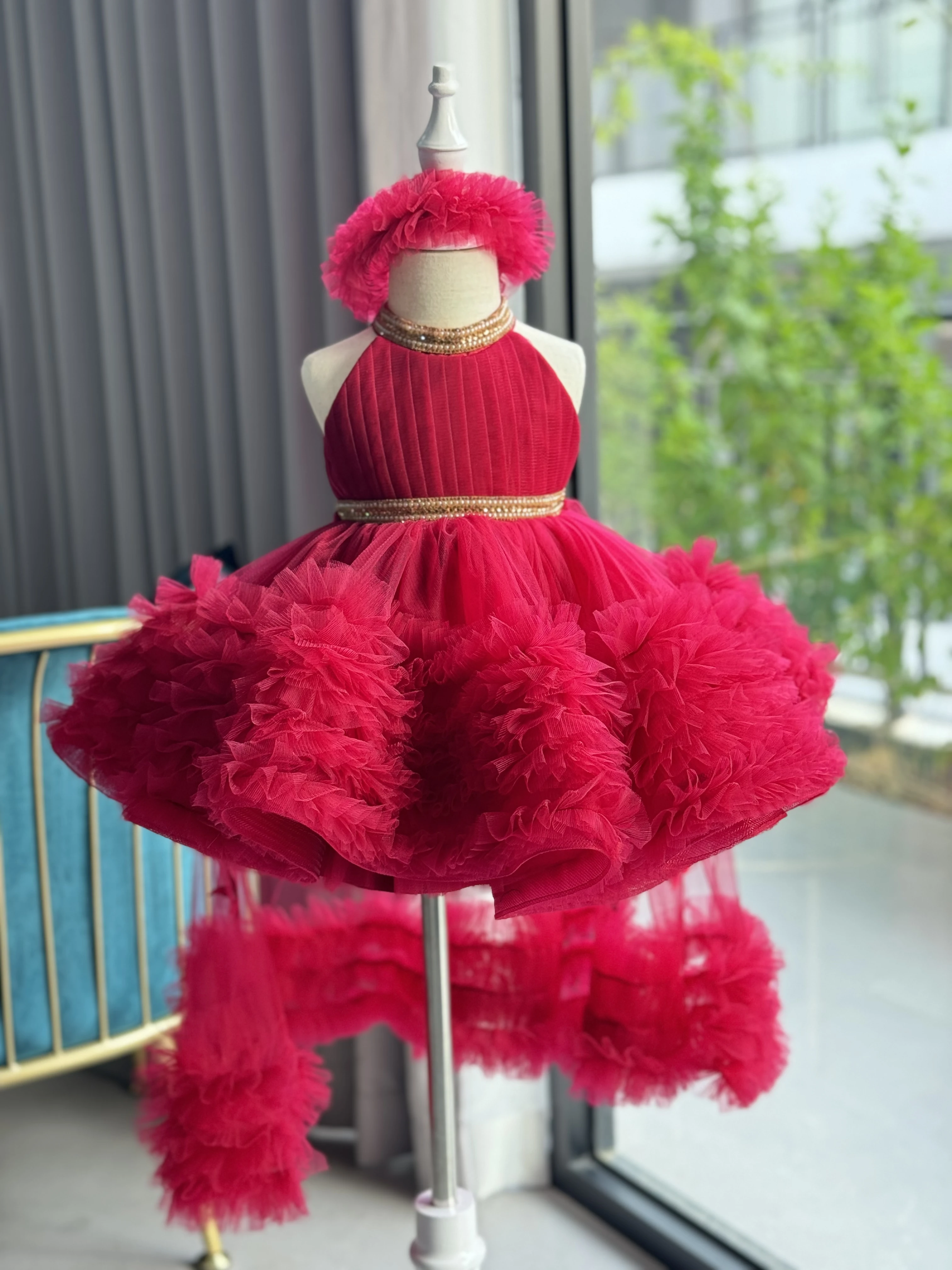 Elegant dress for girl new gorgeous Christmas ball trailing evening gown  sheer girl birthday party dress physical shooting - AliExpress 1501
