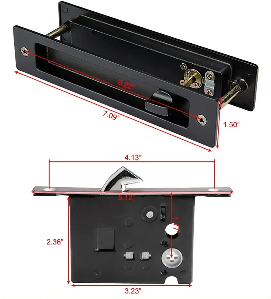 LWZH Sliding Door Lock Interior Wooden Pocket Alloy Steel Door Lock Latch Invisible Indoor Single Side Key