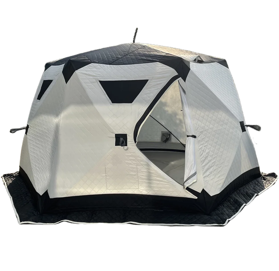 Outdoor Hexagon Sauna Hub Tenda Portatile Pop-Up Custom Cube Escursionismo Tenda Da Pesca Sul Ghiaccio Isolata Tenda Calda Da Campeggio Invernale Per 