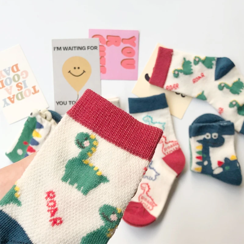 Spring and Summer Boys' Mesh Socks Summer Little Boys' Children's Cartoon Dinosaur Cotton Socks 1-12 Years Old 5