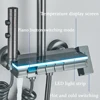 Ambient Lighting Piano Digital Bathroom Shower 12 Inch Rain Shower Head Bathroom Accessories Faucets Hot Cold Digital Shower Set 4