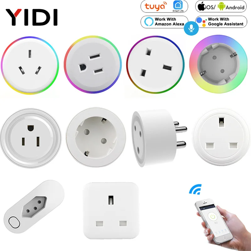 Eua Reino Unido de br au em wi fi Tomada Inteligente Vida Tuya App Controle Remoto sem Fio Tomada de Energia Alexa Google Casa sem Hub ue