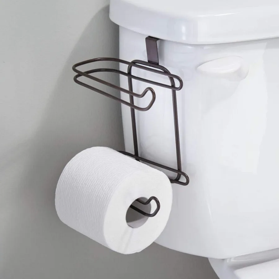 Toilet Roll Holder Storage Roll Holder Hanging Door Back Towel Bar Drawer Back Hooks Bathroom Toilet Double Tube Roll Holder For Kitchen Bathroom