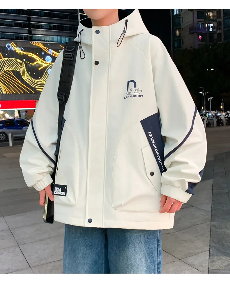 Hochwertige Herren Freizeitjacken mit Kapuze 2026 Frühling Herbst Jugend Streetwear Cargo-Mäntel Outdoor Loose Top Windbreaker Kleidung – Detail 11